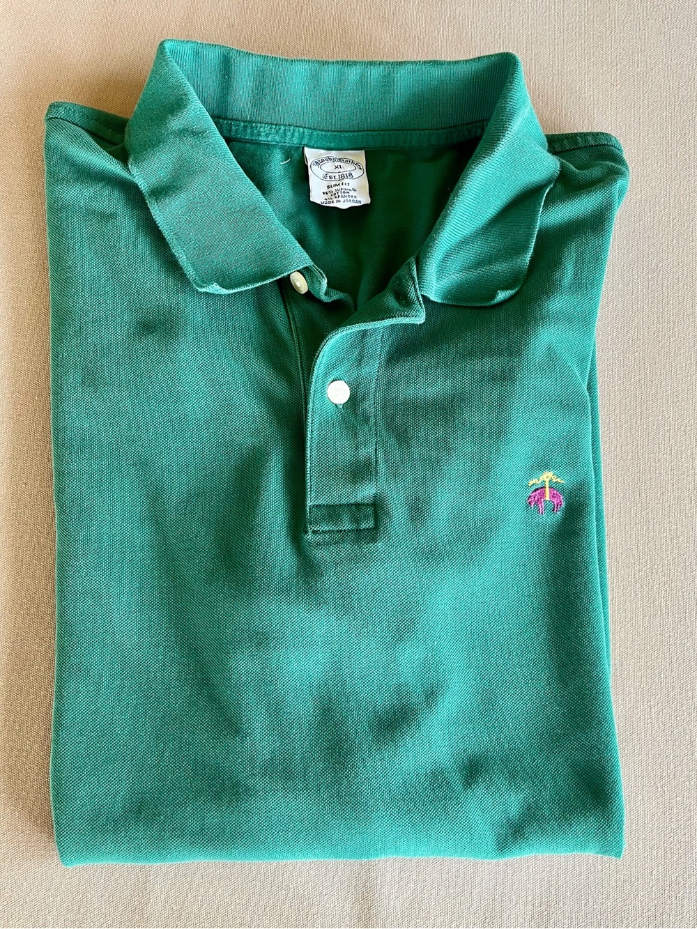 Brooks Brothers Golden Fleece Stretch Supima Polo Shirt Green Slim Fit | XL